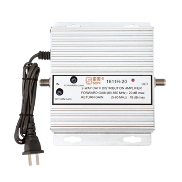 Bidirectional TV antenna amplifier, aluminium housing, Adjustable Gain 20dB（for catv use）