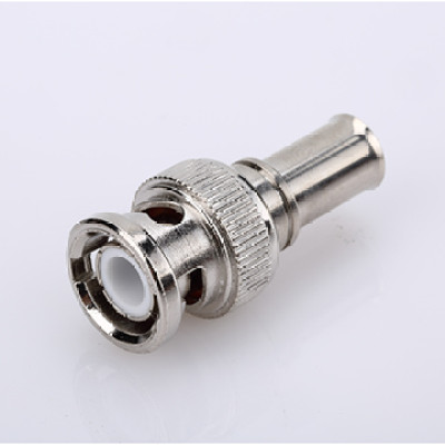 BNC male connector for RG58 RG59 coaxial cable using nickel-plated