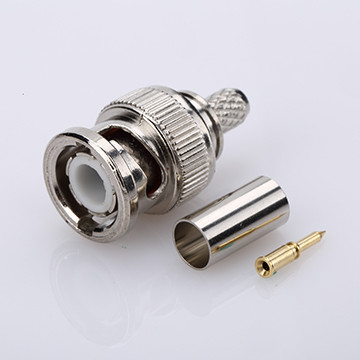 BNC male connector crimp type nickel-plated attached pin and copper pipe