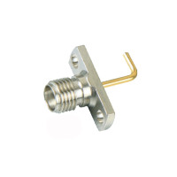 RF Coaxial Mini SMA Connector with Female S/T Jack and 2-hole Panel SQ Flange for Panel Mount connector