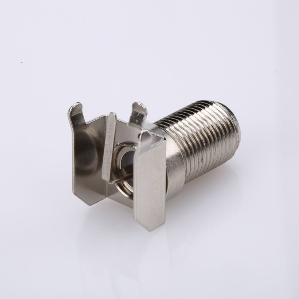 PCB mount f connector female nickel plated