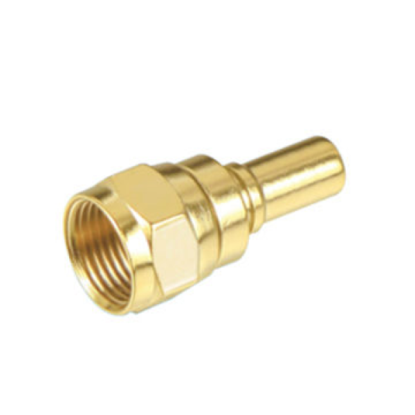 F male connector, gold plated crimp type for 1.9C or 4C coaxial cable