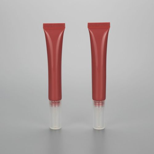10g new design empty cosmetic plastic soft lip gloss tube eye gel with long silicon applicator