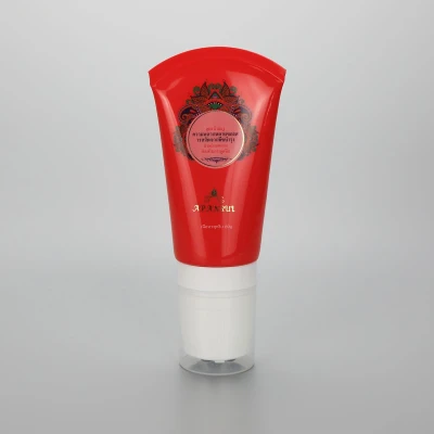 120g red essence oil body lotion cosmetic plastic tube with 5 metal roll on massage ball and cover