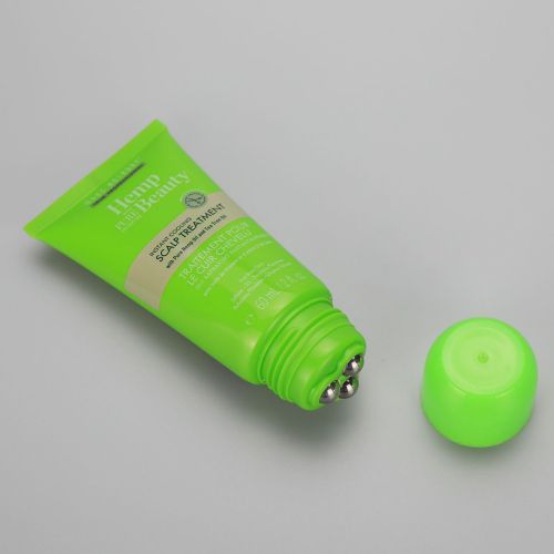 60g green scalp treatment high gloss cosmetic tube with triple massage roll on ball and a screw cap