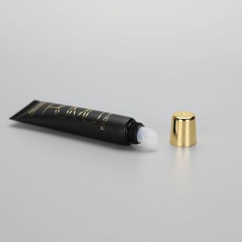 20ml Matt black plastic cosmetic slanted lip balm tube lip gloss tube with golden screw cap
