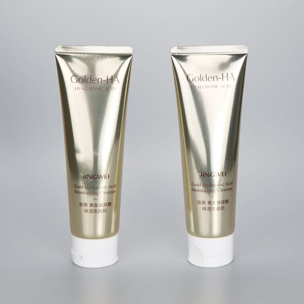 High glossy 130g aluminum plastic cosmetic tube for facial cleanser with flip top cap