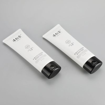 100g empty oval plastic cosmetic tubes for facial cleanser with black flip cap