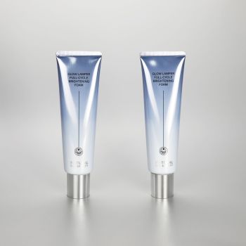 100g gradient grey aluminum plastic cosmetic facial cleanser tube with silver screw cap