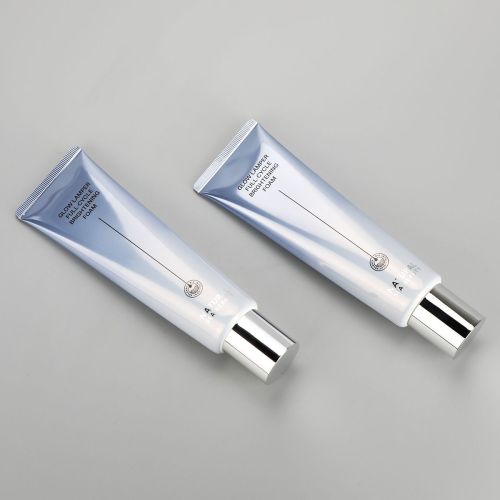 100g gradient grey aluminum plastic cosmetic facial cleanser tube with silver screw cap