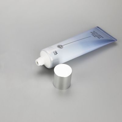 100g gradient grey aluminum plastic cosmetic facial cleanser tube with silver screw cap