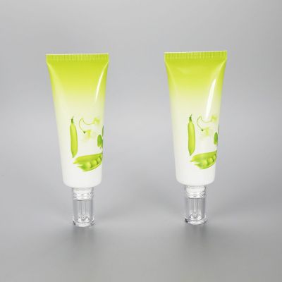 50ml gradient green cosmetic plastic squeeze tubes for essential oil tubes with dropper applicator