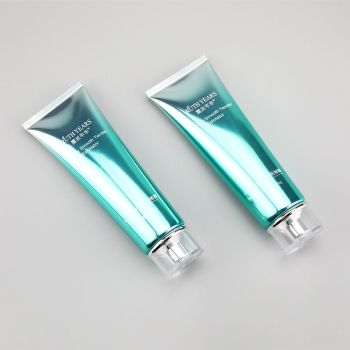 120g gradient green high glossy facial cleanser hair gels tube with high quality acrylic screw cap