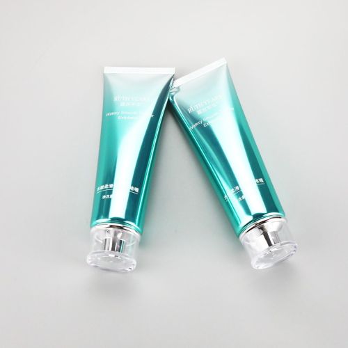 120g gradient green high glossy facial cleanser hair gels tube with high quality acrylic screw cap