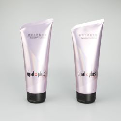220g matt/glossy purple plastic round tube with oblique end and high quality black flip top cap