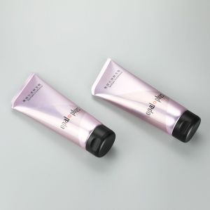 220g matt/glossy purple plastic round tube with oblique end and high quality black flip top cap