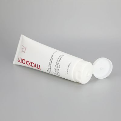 180g Dark white hair gel facial cleanser plastic squeeze tube with glossy white flip top cap