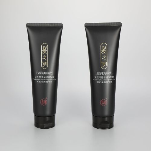200g Dark black hair gel plastic empty squeeze packaging tube with high quality glossy flip top cap