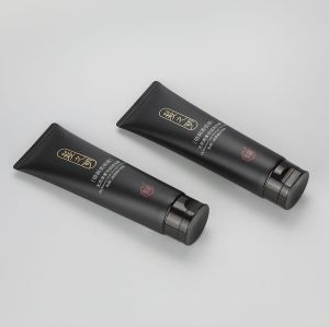 200g Dark black hair gel plastic empty squeeze packaging tube with high quality glossy flip top cap