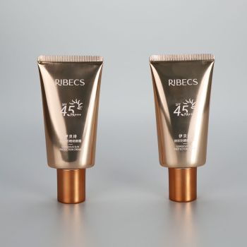 40g oval shiny golden high glossy sunscreen cream plastic empty tube with galvanized screw cap