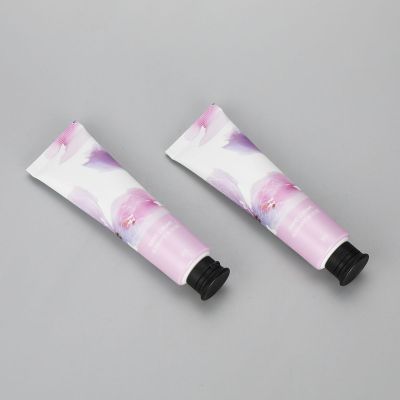 30g aluminum plastic hand cream tube cosmetic flower printing with black flip top cap