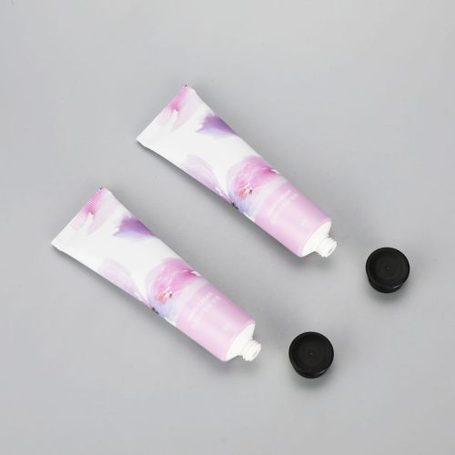 30g aluminum plastic hand cream tube cosmetic flower printing with black flip top cap