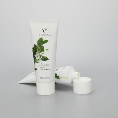 D40mm 3.4oz/100ml collapsible aluminum tube cosmetic hand cream packaging tube with white screw cap