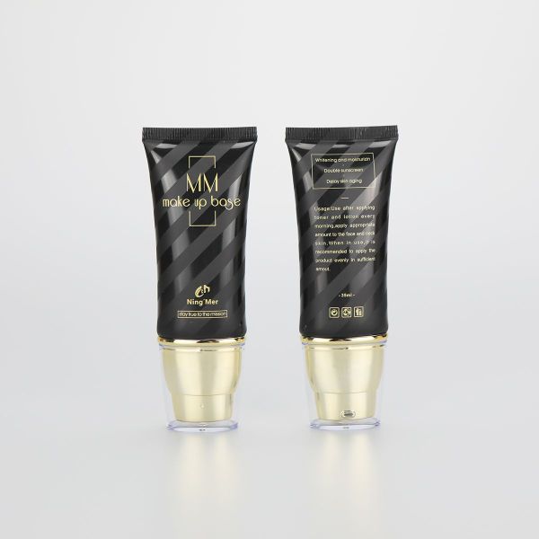 35ml black PBL plastic BB CC cream tubes with golden pumps and clear cover
