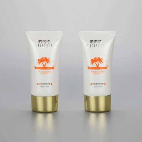40mm 50g Oval BB CC cream cosmetic plastic tube with golden screw cap