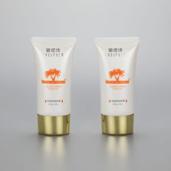 40mm 50g Oval BB CC cream cosmetic plastic tube with golden screw cap