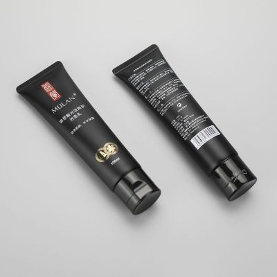100ml matt black plastic cosmetic facial cleanser tube with flip top cap