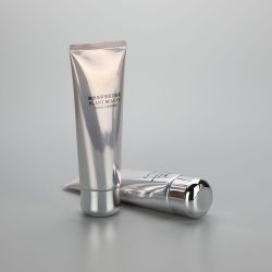 100g ABL Aluminum shiny color round plastic facial cleanser cream tube with silver screw cap