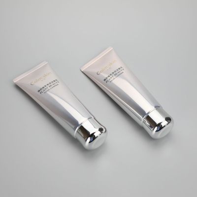 100g ABL Aluminum shiny color round plastic facial cleanser cream tube with  silver screw cap
