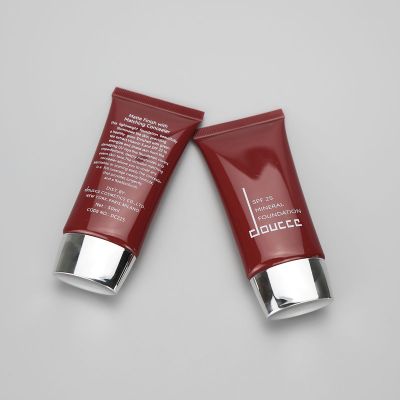 35mm Oval Plastic Cosmetic BB CC Cream Tube with Silver Screw Cap