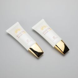 22mm 30ml cosmetic flat oval plastic tube with golden screw cap