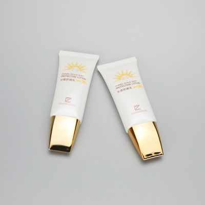 22mm 30ml cosmetic flat oval plastic tube  with golden screw cap