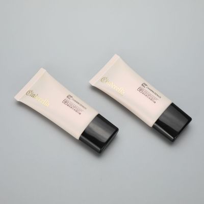 30mm super oval cosmetic plastic BB CC cream tube with black screw cap