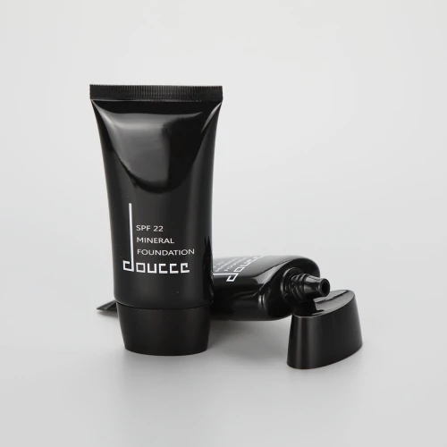 45ml black cosmetic BB CC sunscreen tube with black screw cap