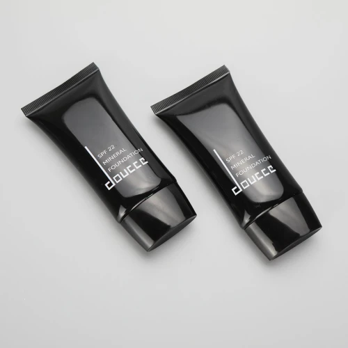 45ml black cosmetic BB CC sunscreen tube with black screw cap