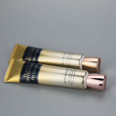 30g high gloss eye cream cosmetic plastic long nozzle empty tube with fancy rose golden screw cap