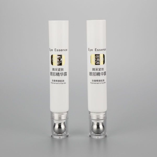 19mm 15g cosmetic plastic eye essence cream tube lip gloss tube with luxury metal applicator