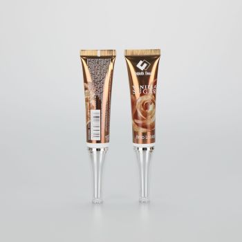 19mm 20g fancy printing long nozzle eye cream plastic cosmetic packaging tube with luxury acrylic screw cap