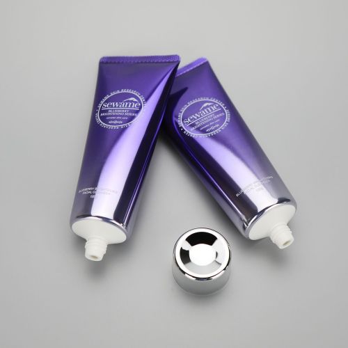 100g gradient purple aluminum plastic facial cleanser tube hand cream tube with silver screw cap