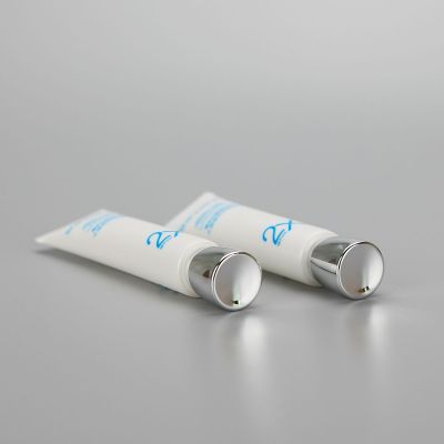 22mm 30g white eye cream long nozzle plastic cosmetic packaging tube with aluminum screw cap