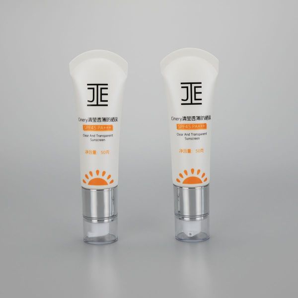 30mm 50g sunscreen cream BB CC cream eye cream cosmetic plastic empty packaging tube with silver airless pump and clear cover