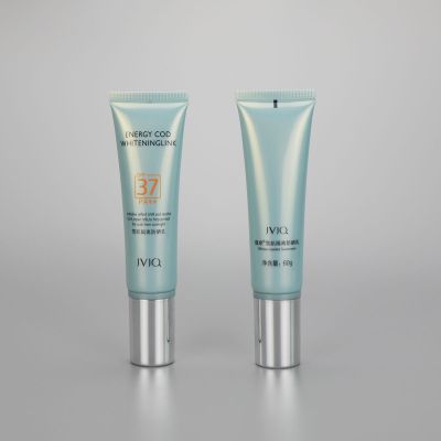30mm 60g isolated sunscreen cream cosmetic plastic tube with airless cream pump and silver cover