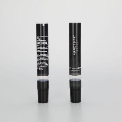 fancy 30g long nozzle face cream eye cream cosmetic plastic packaging tube with black screw cap
