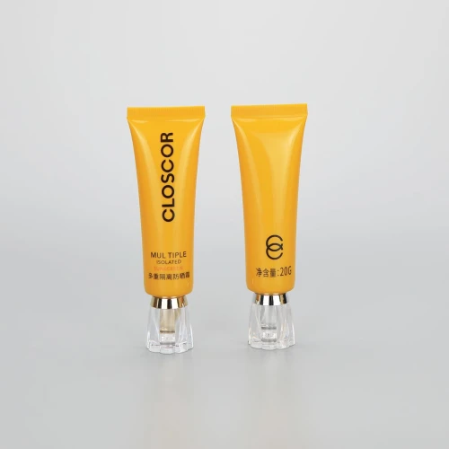 25mm 20g sunscreen eye cream cosmetic plastic nozzle empty tube with luxury acrylic flower screw cap