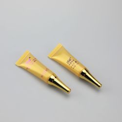 10g high gloss long nozzle eye cream body serum plastic cosmetic tube with luxury golden tower screw cap