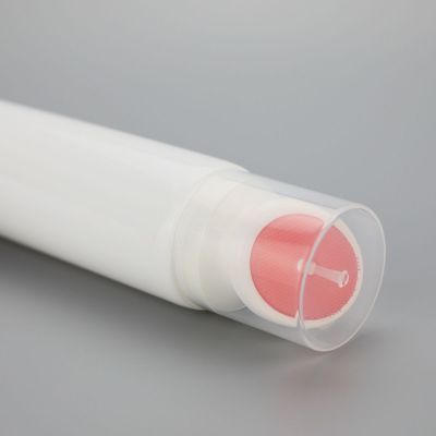 35g facial cleanser plastic cosmetic round tube with silicone brush and white color screw cover cap
